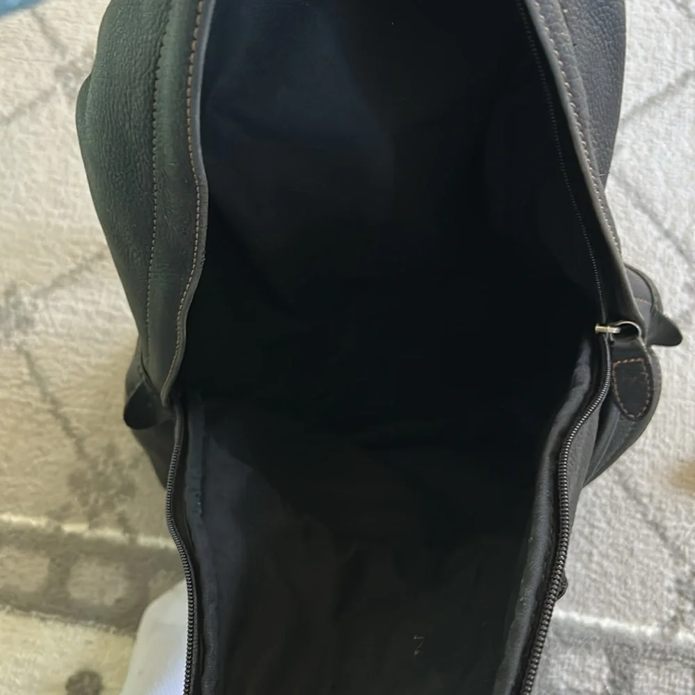 Vintage Black Leather Backpack With Harley Davidson FATBOY Embroidered P…